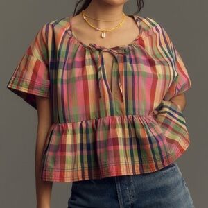 Anthropologie Pilcro The Tavi Blouse by Pilcro Babydoll Size Medium Multicolor